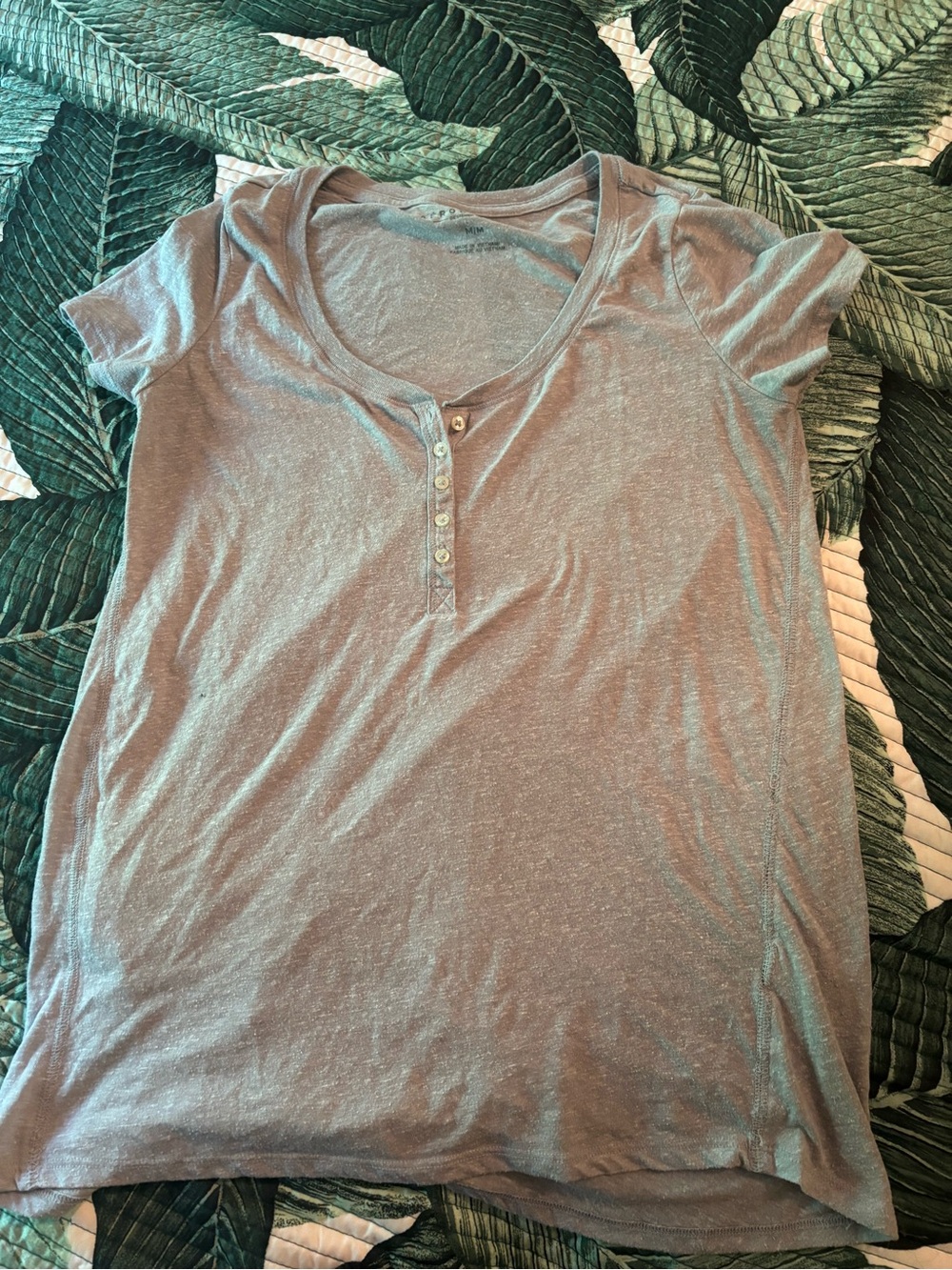 Aeropostale Light Heathered gray Henley Tee